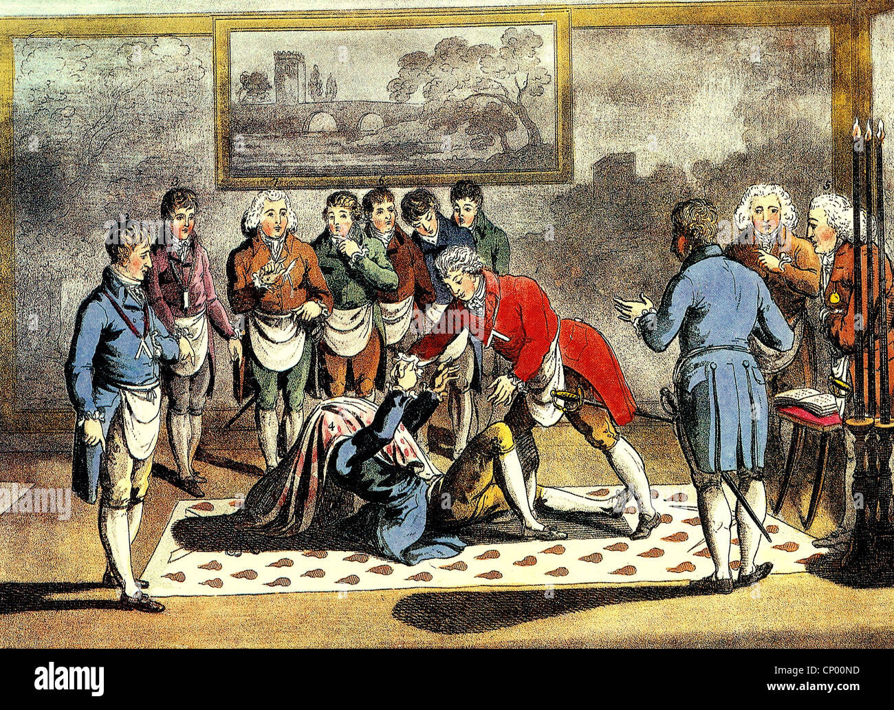 freemason, Lodge massonico, ennoblement maestro, rituale, incisione colorata in rame, 18 ° secolo, storico, storico, cerimonia, cerimonia, laurea magistrale, società segreta, società segrete, persone, diritti aggiuntivi-clearences-non disponibile Foto Stock