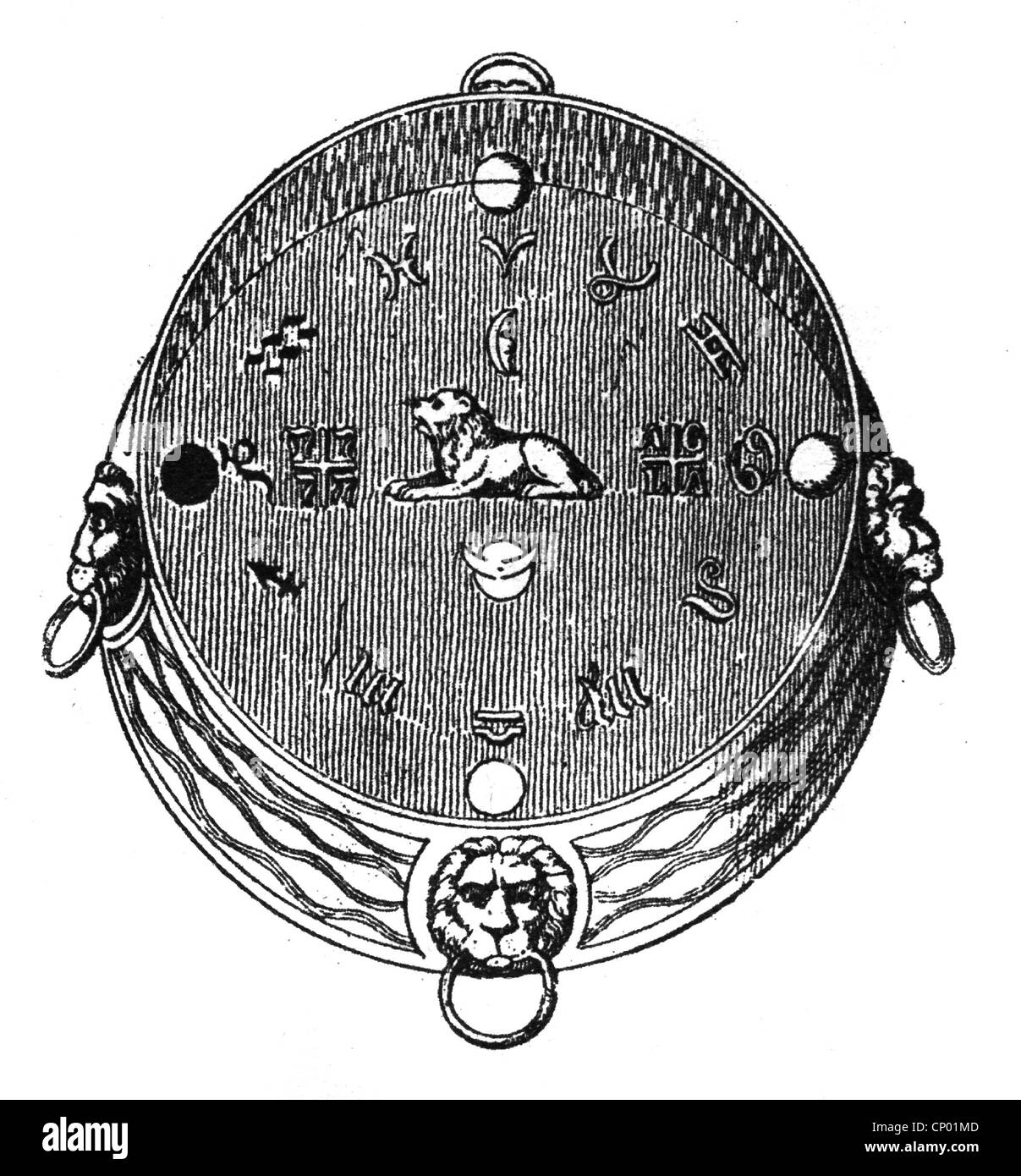 Astrologia, oroscopo, per Albrecht von Wallenstein dall'astronomo Johannes Keplero, amuleto in oro e con pietre preziose, 1609, Additional-Rights-Clearences-non disponibile Foto Stock