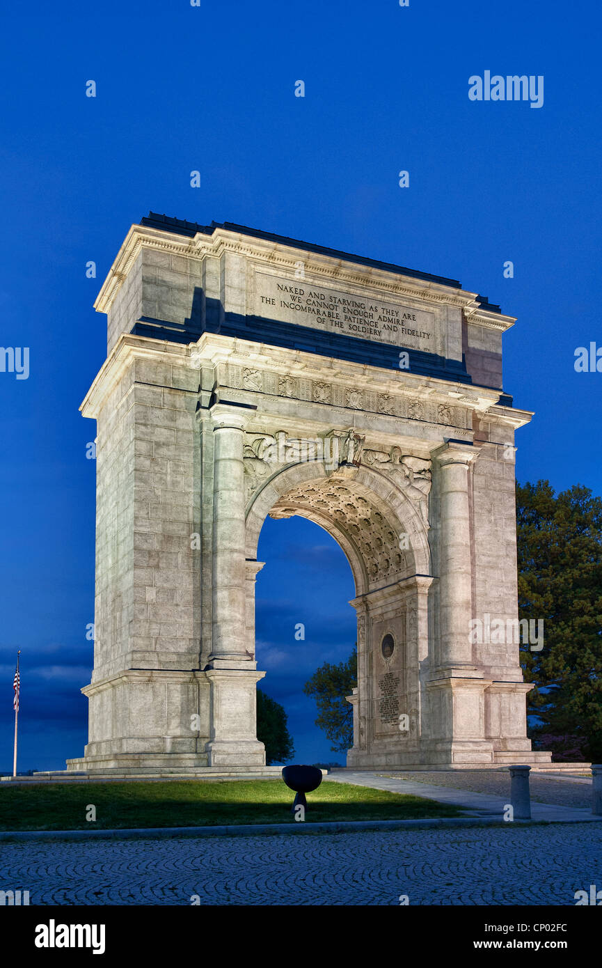 Il national memorial arch, Valley Forge National Historical Park, Pennsylvania, Stati Uniti d'America Foto Stock