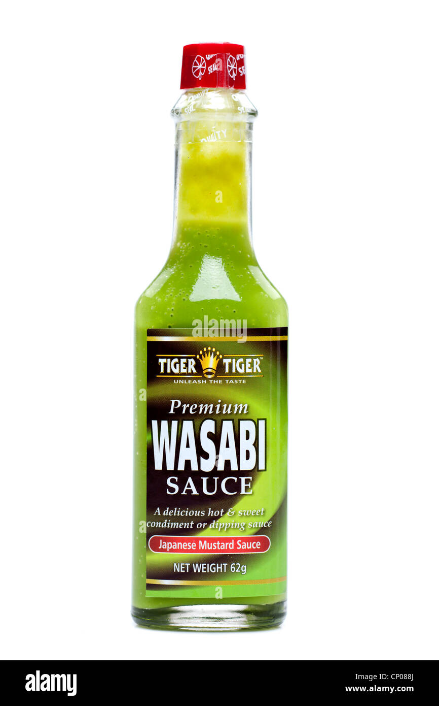 Bottiglia di Tiger Tiger Wasabi sauce Foto Stock