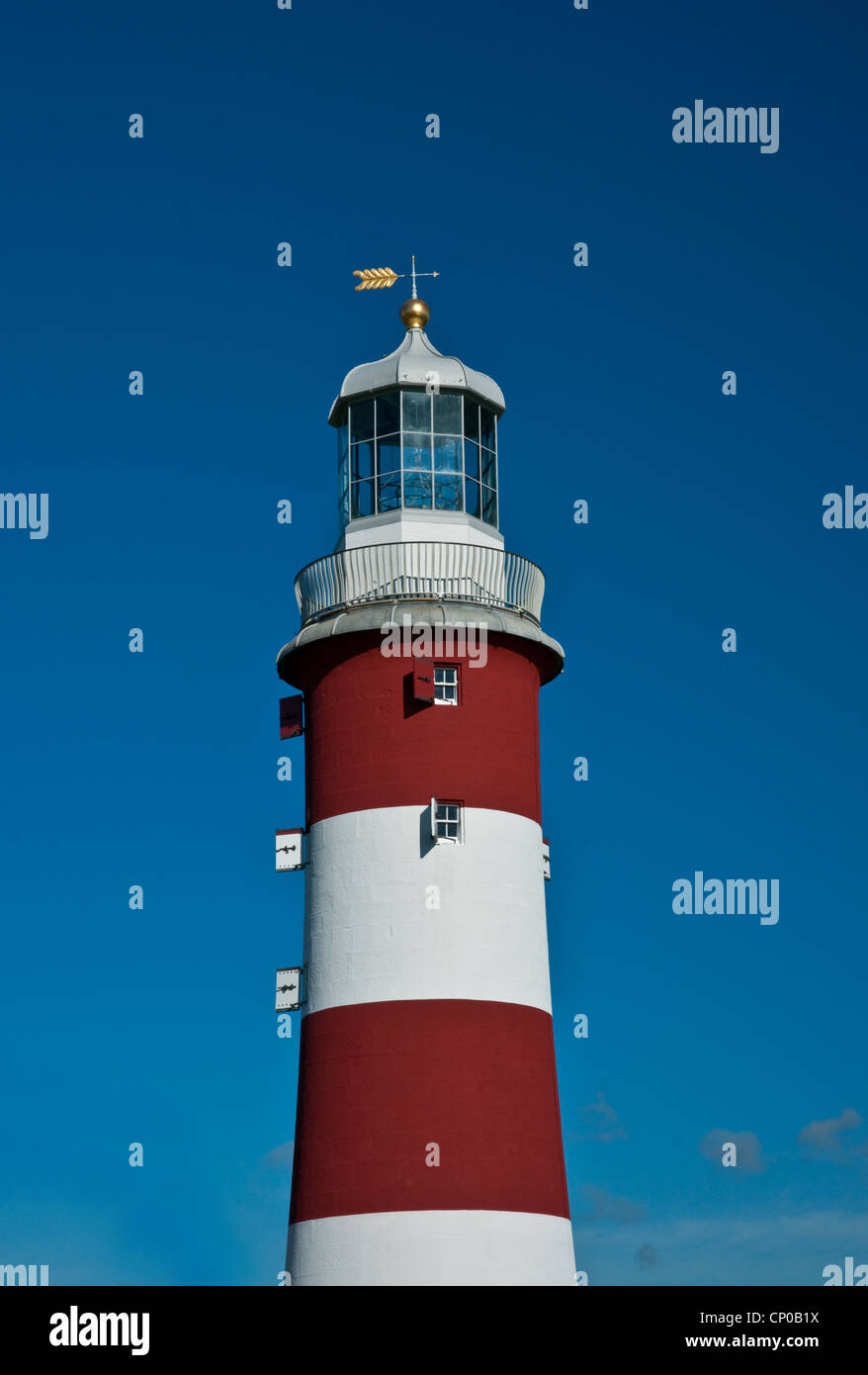 Un colpo verticale della parte superiore di Smeaton Torre del Faro, Plymouth, DEVON REGNO UNITO Foto Stock