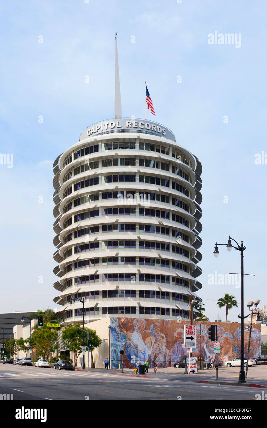 Capitol Records Building, Hollywood Los Angeles Foto Stock