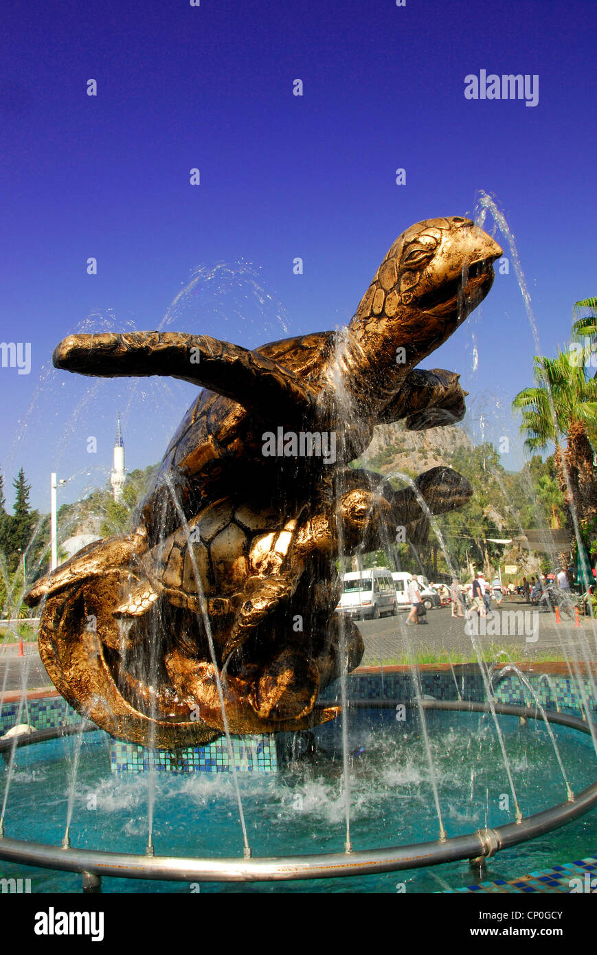 Tartaruga Caretta statua (Kaplumbaga Heykeli). Dalyan, Turchia. Foto Stock
