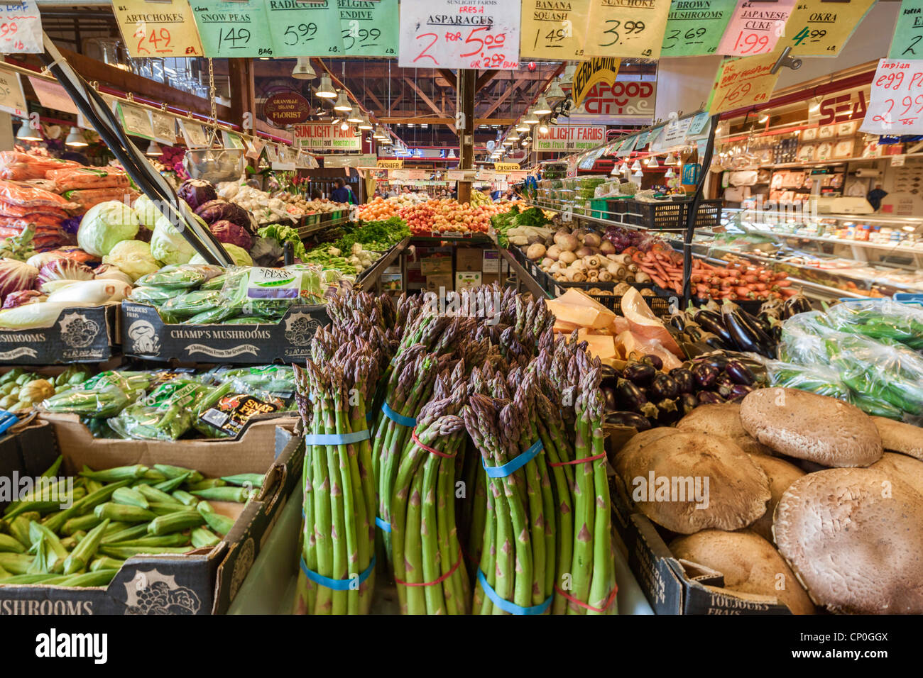 Granville Island il Mercato Pubblico, Vancouver Foto Stock