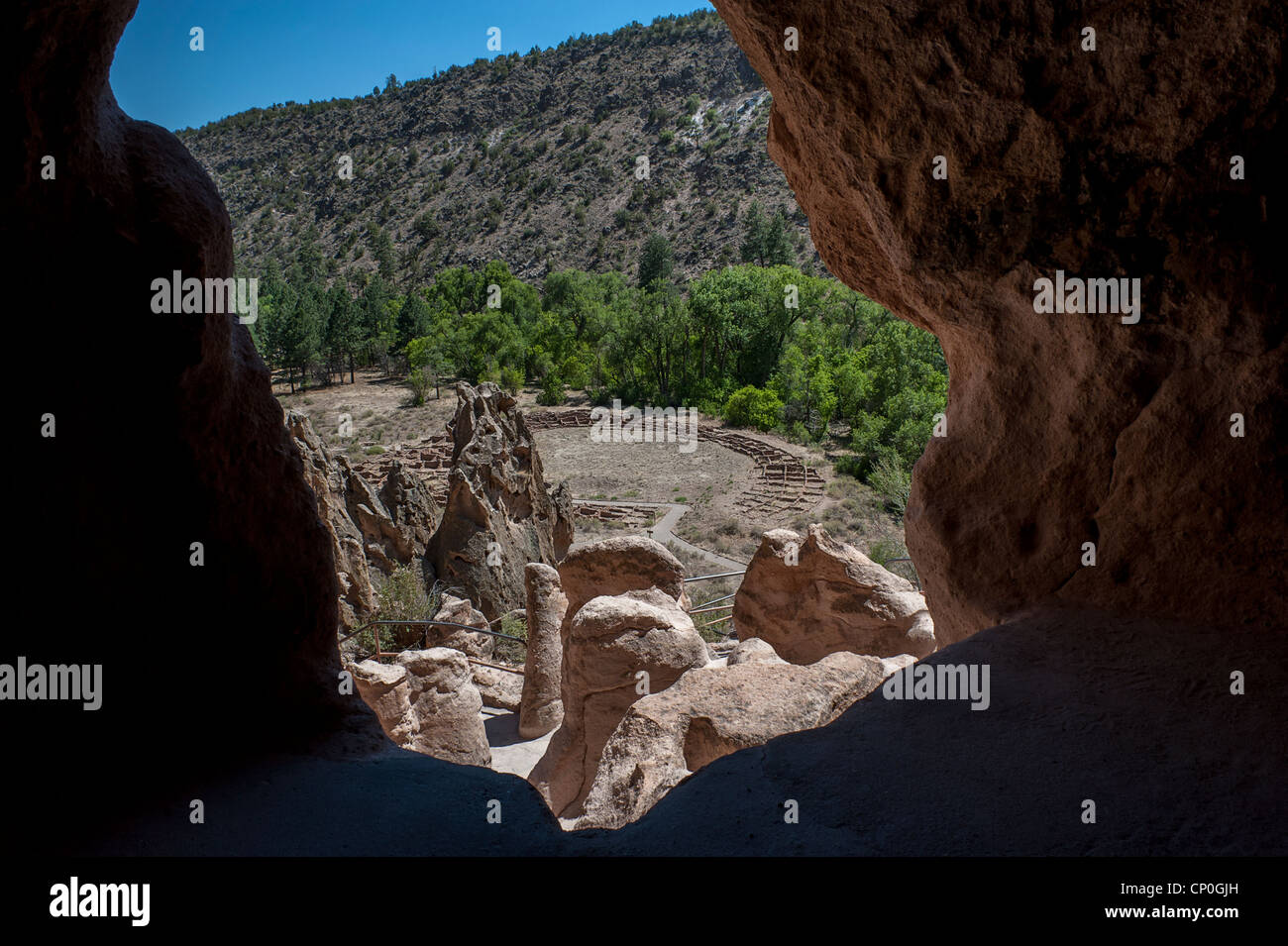 Rovine Yapashi Bandelier National Monument Nuovo Messico sud-ovest Frijoles Canyon USA Foto Stock