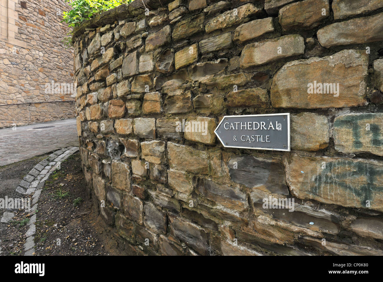 Cattedrale e Castello e turistiche informazioni sign in Durham City Foto Stock