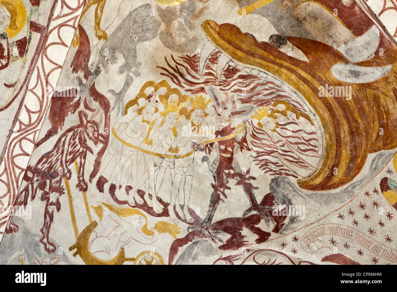 Danese del tardo medioevo religiosi dipinti ad affresco Foto Stock