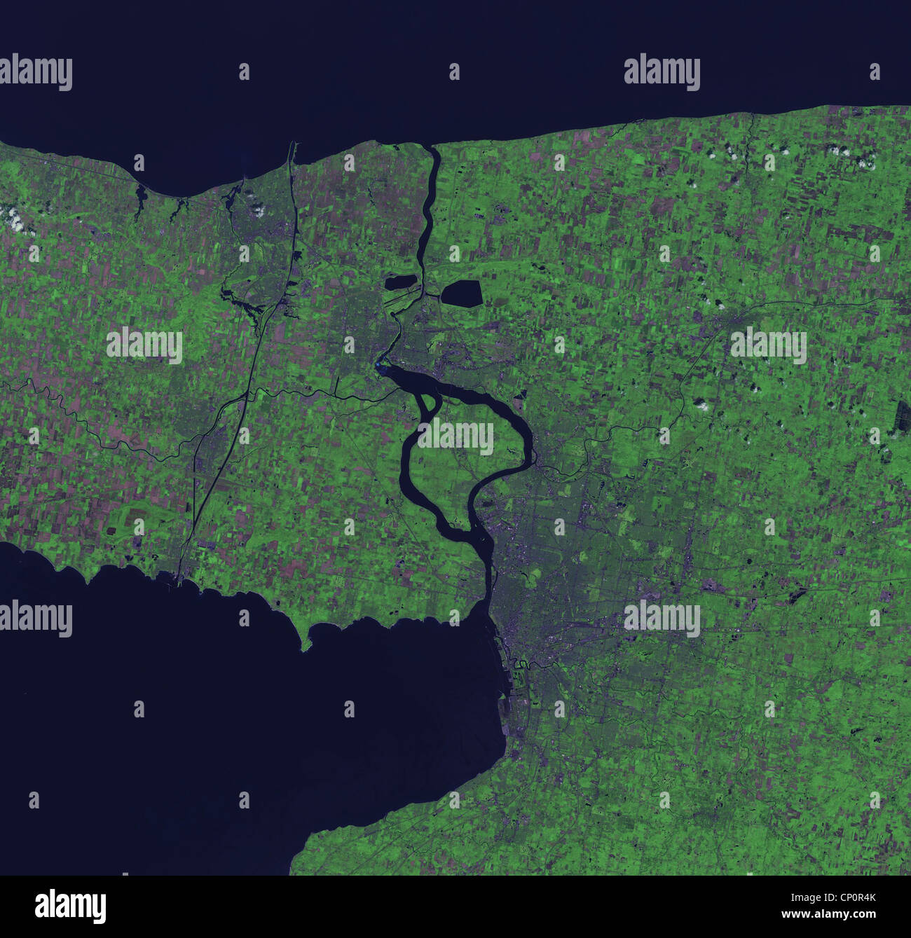 Immagine satellitare delle Cascate del Niagara, Buffalo, New York Foto Stock