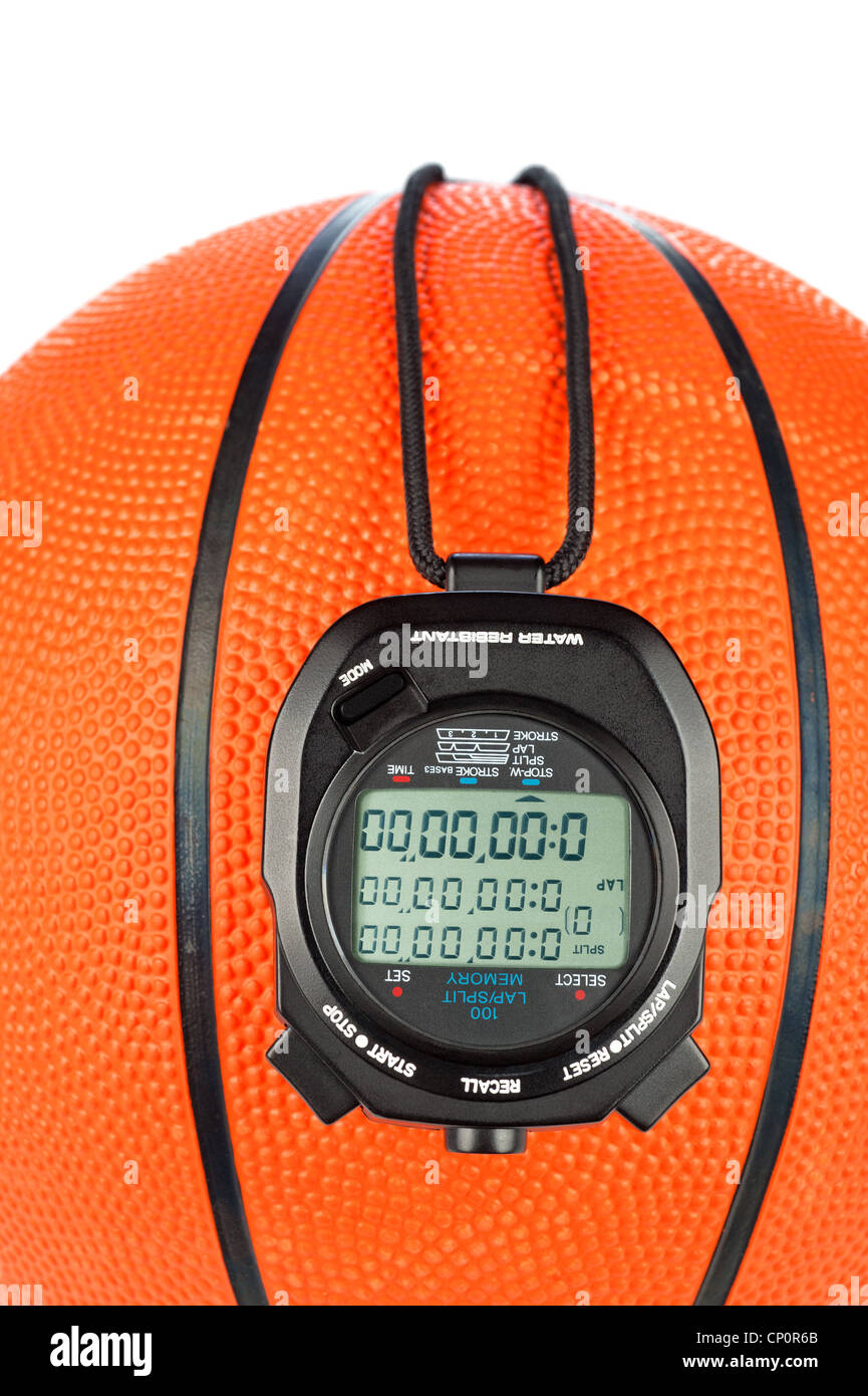 Una palla da basket tema sport con un cronometro digitale per l'uso con la maggior parte delle inferenze sportivo dove i giochi sono cronometrati. Foto Stock
