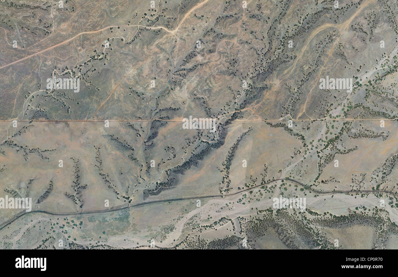 Mappa foto aeree di sentieri lungo il messicano Arizona border Foto Stock