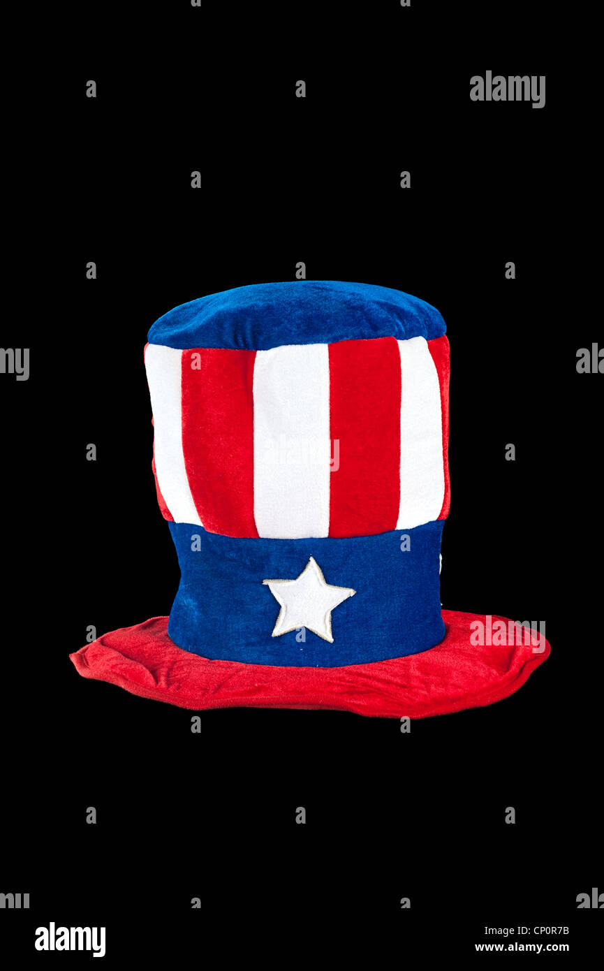 Un quarto patriottica di luglio hat su uno sfondo bianco. Può essere utilizzato per la Giornata del lavoro e il Memorial Day e. Foto Stock