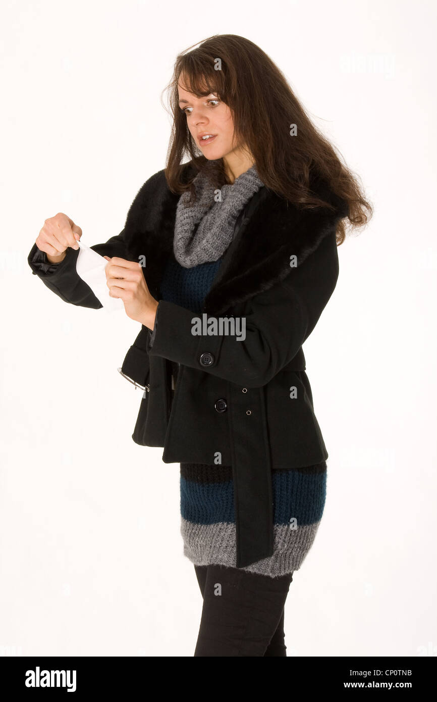 Donna elegante con fattura Foto Stock