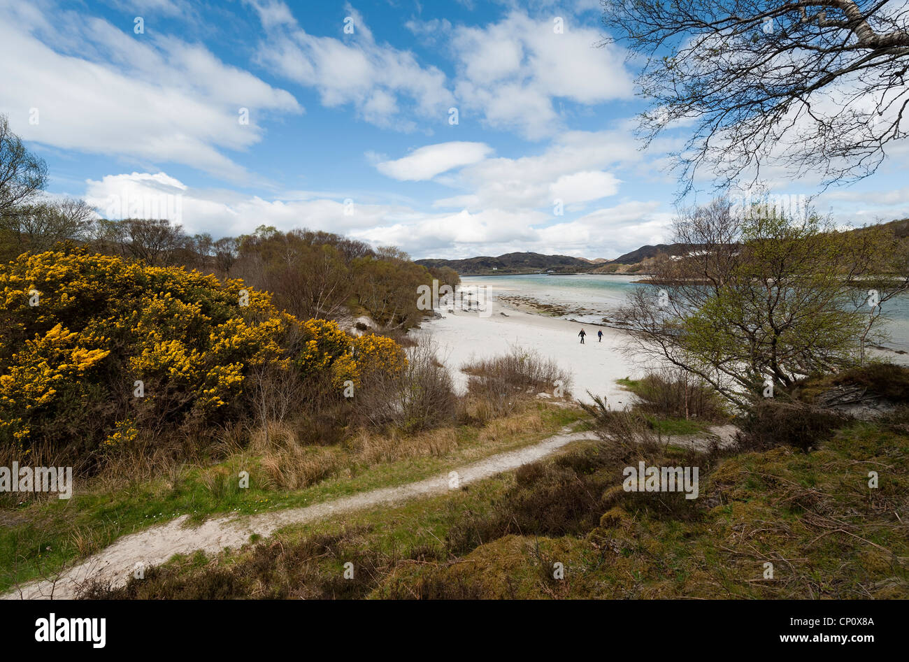 Una tranquilla spiaggia di Morar nel Nord Ovest Highlands della Scozia Foto Stock