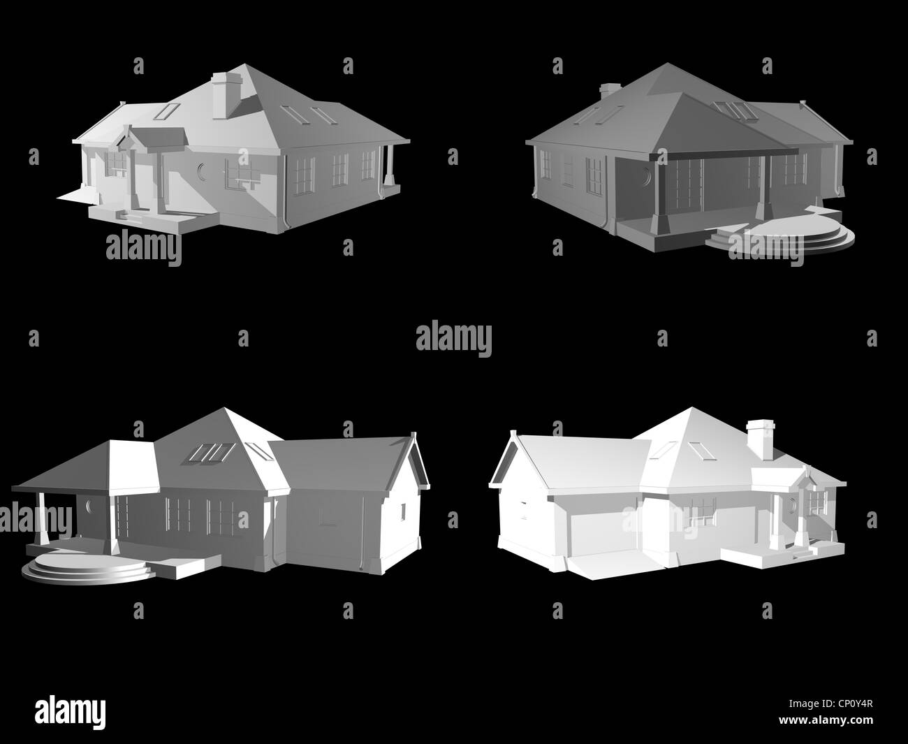 3d casa modello di rendering del progetto Foto Stock