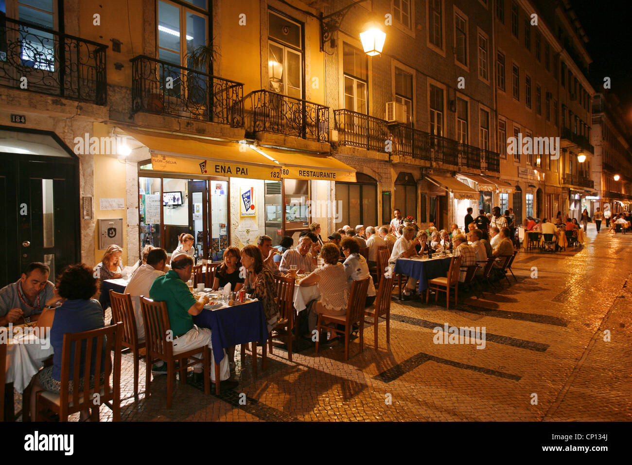 Ristoranti, Rua dos Correeiros, Lisbona, Portogallo Foto Stock