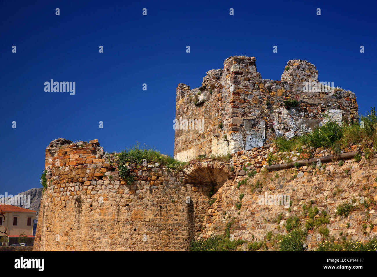 Parte delle mura del castello di Chios town, isola di Chios, nord-est Egeo, Grecia. Foto Stock