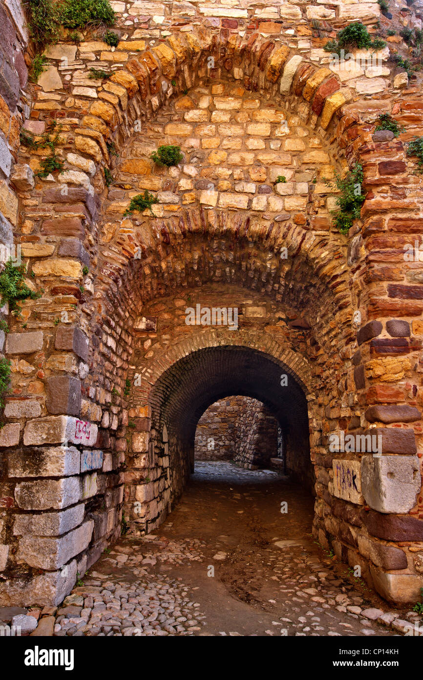 Il cancello principale del castello di Chios town, isola di Chios, nord-est Egeo, Grecia. Foto Stock