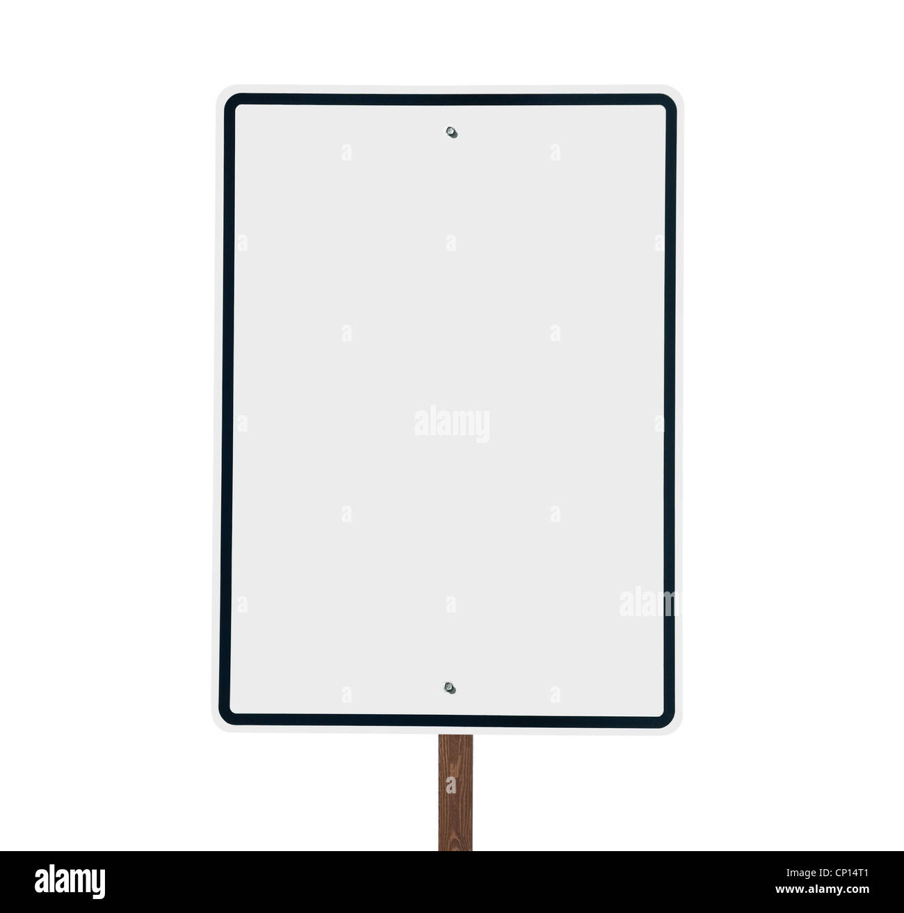 Vuoto verticale bianca cartello stradale isolato Foto Stock
