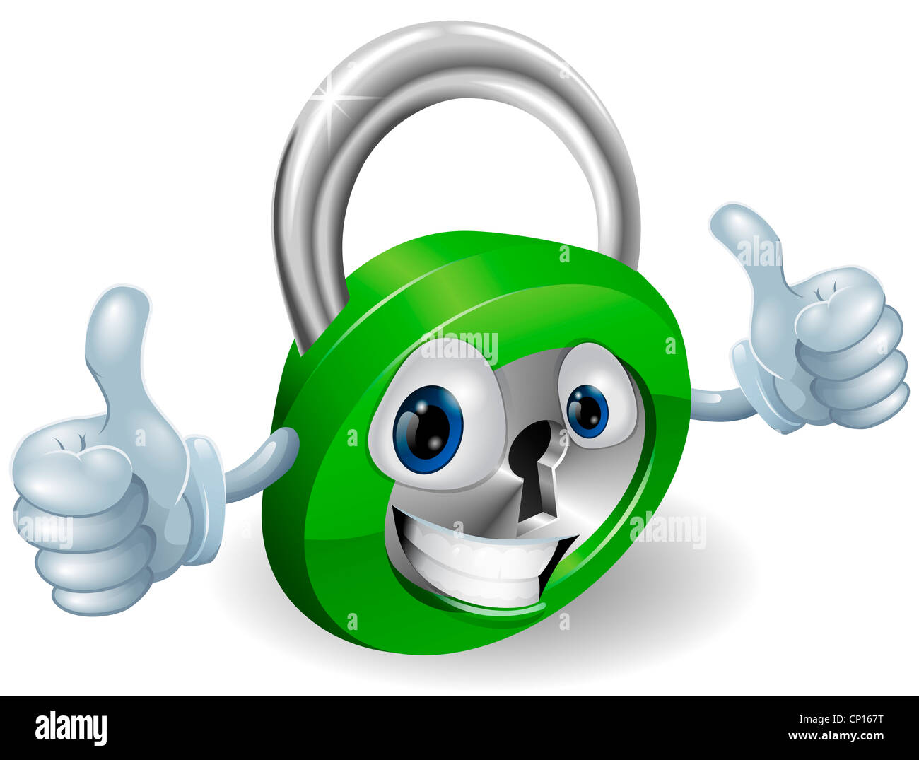 Lucchetto felice concetto di sicurezza illustrazione mascotte Foto Stock