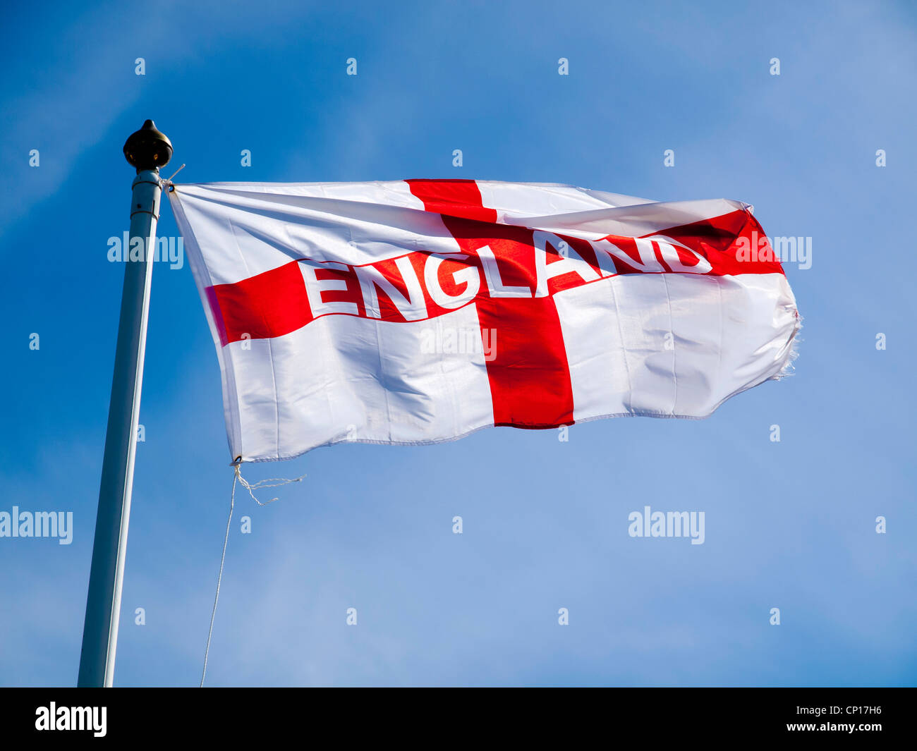 Inghilterra bandiera Croce di San Giorgio con Inghilterra stampato su Foto Stock
