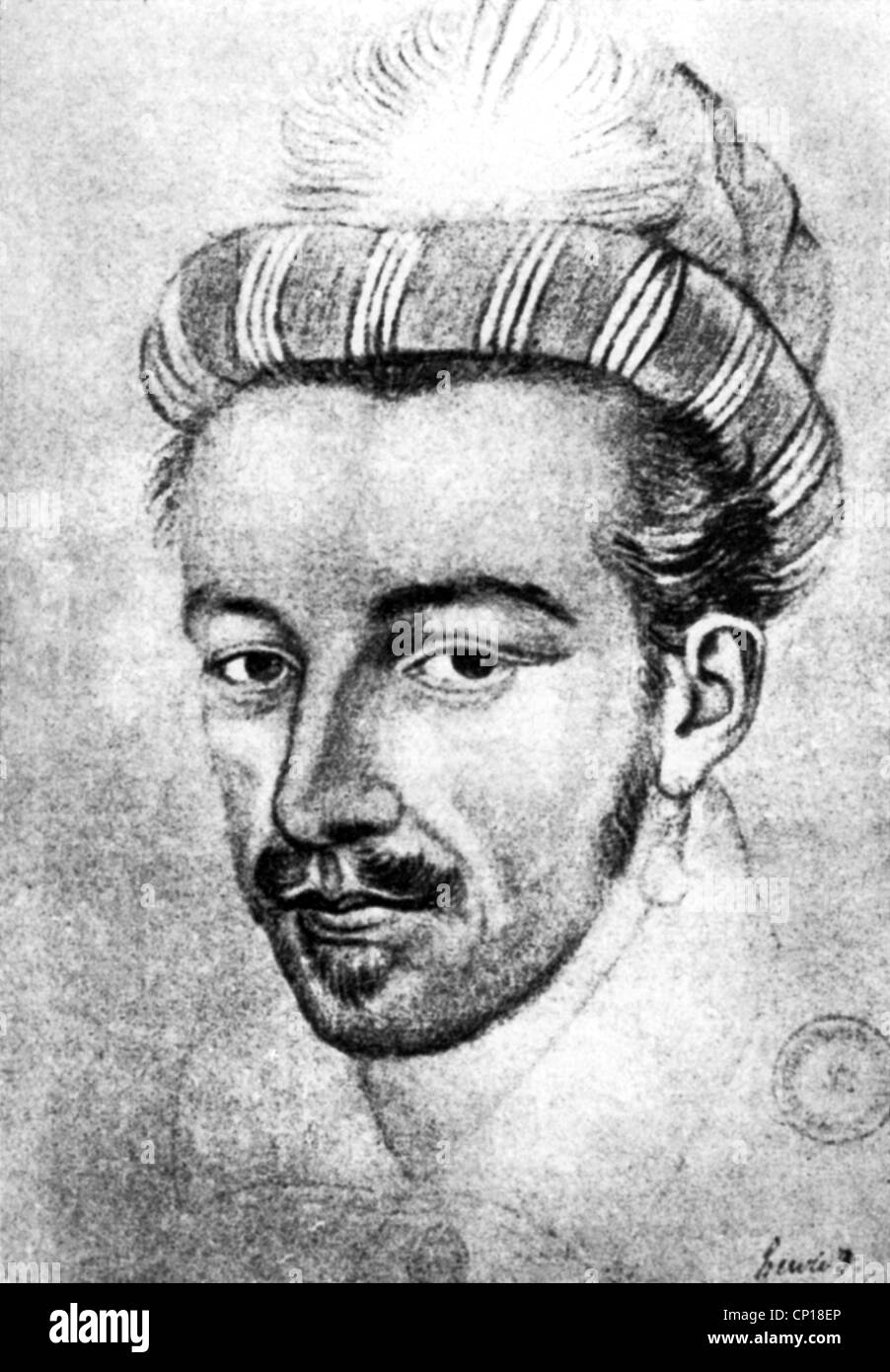 Enrico III, 19.9.1551 - 2.8 1589, Re di Francia 30.5.1574 - 2.8.1589, Ritratto, disegno, 16th secolo, , Foto Stock