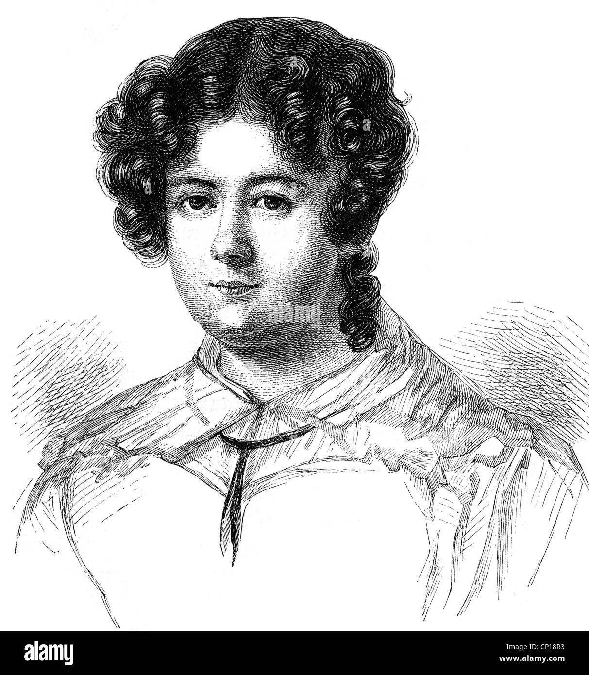 Willemer, Marianne von, 20.11.1784 - 6.12.1860, attrice austriaca, ballerina, poeta, amico di Johann Wolfgang von Goethe, ritratto, incisione in legno dopo un'incisione di Doris Raab, 19th secolo, Foto Stock
