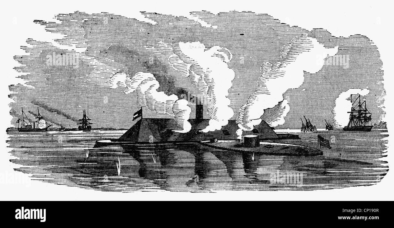 Geografia / viaggio, USA, Guerra civile americana 1861 - 1865, guerra navale, Battaglia di Hampton Roads, Virginia, combattimento tra USS 'monitor' e CSS 'Virginia', 9.3.1862, incisione del legno, 19 ° secolo, , diritti aggiuntivi-clearences-non disponibile Foto Stock Geografia / viaggio, USA, Guerra civile americana 1861 - 1865, guerra navale, Battaglia di Hampton Roads, Virginia, combattimento tra USS 'monitor' e CSS 'Virginia', 9.3.1862, incisione del legno, 19 ° secolo, , diritti aggiuntivi-clearences-non disponibile Foto Stock
