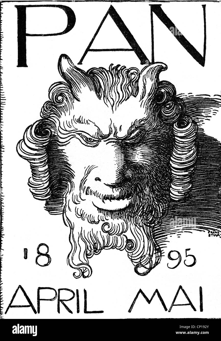 Stampa / media, riviste, 'Pan' (1895 - 1900), rivista di arti e letteratura, copertina, numero 1, aprile/maggio 1895, disegnato da Franz Stuck, Additional-Rights-Clearences-Not Available Foto Stock