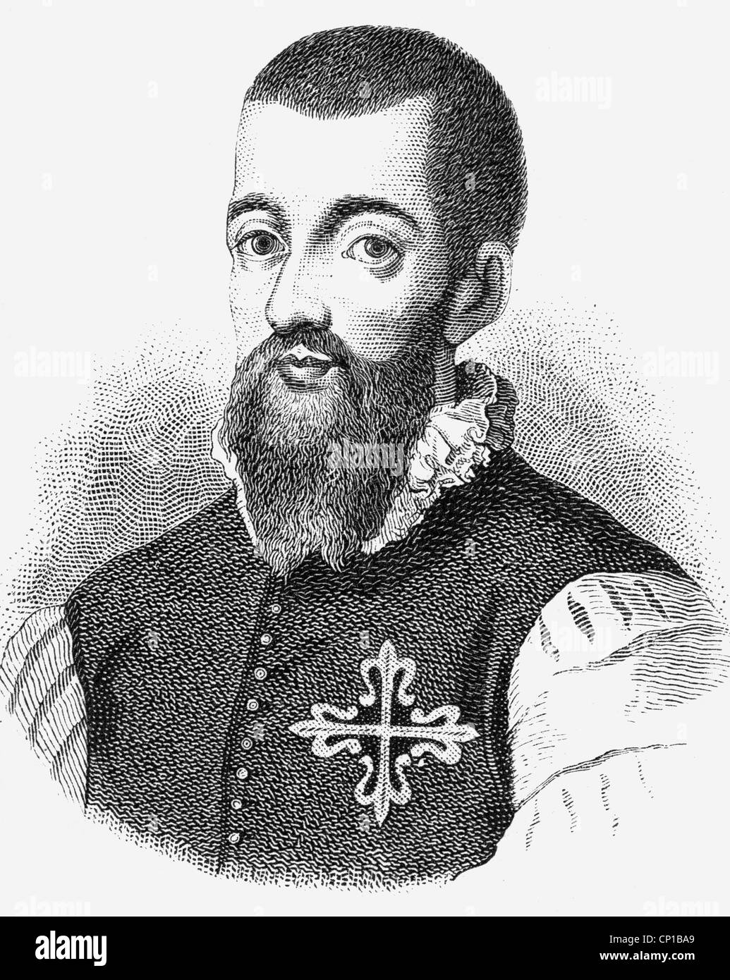 Garcilaso de la Vega, 1503 - 1536, scrittore spagnolo (poeta), ufficiale, ritratto, dopo immagine contemporanea, incisione in legno, 19th secolo, Foto Stock