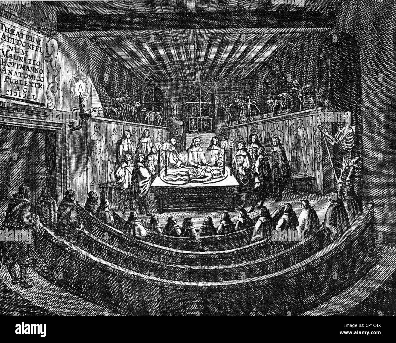 Medicina, anatomia, 'teatro anatomico', sala conferenze anatomiche, dell'Università di Altdorf, incisione in rame, circa 1650, , diritti aggiuntivi-clearences-non disponibili Foto Stock