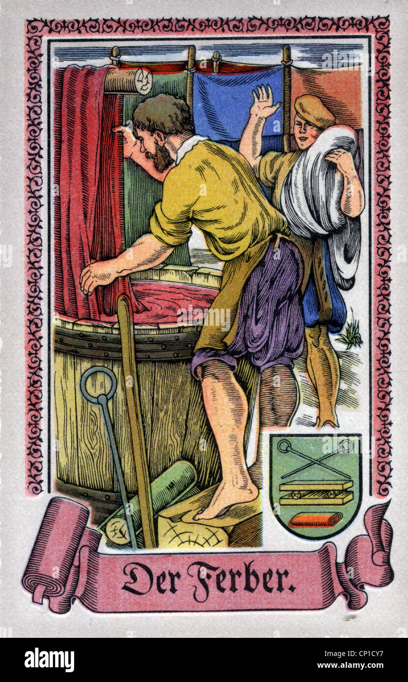 Persone, professioni, dyer, circa 1575, stampa a colori, carta di sigarette, Tengelmann, Muehlheim/Ruhr, 1934, , diritti-aggiuntivi-clearences-non disponibile Foto Stock