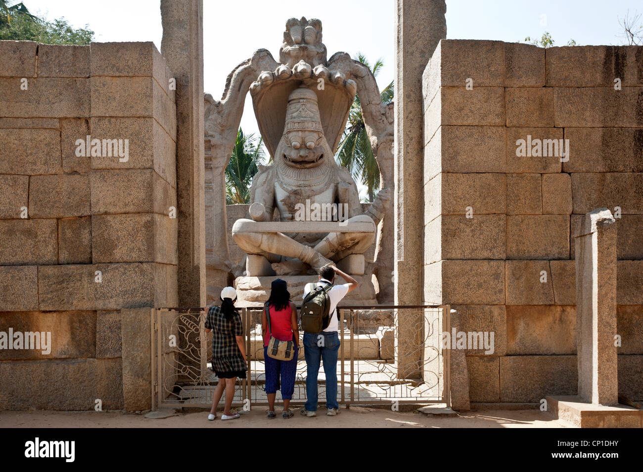 Lakshmi Narasimha statua. (Ugra Narasimha) Hampi. India Foto Stock