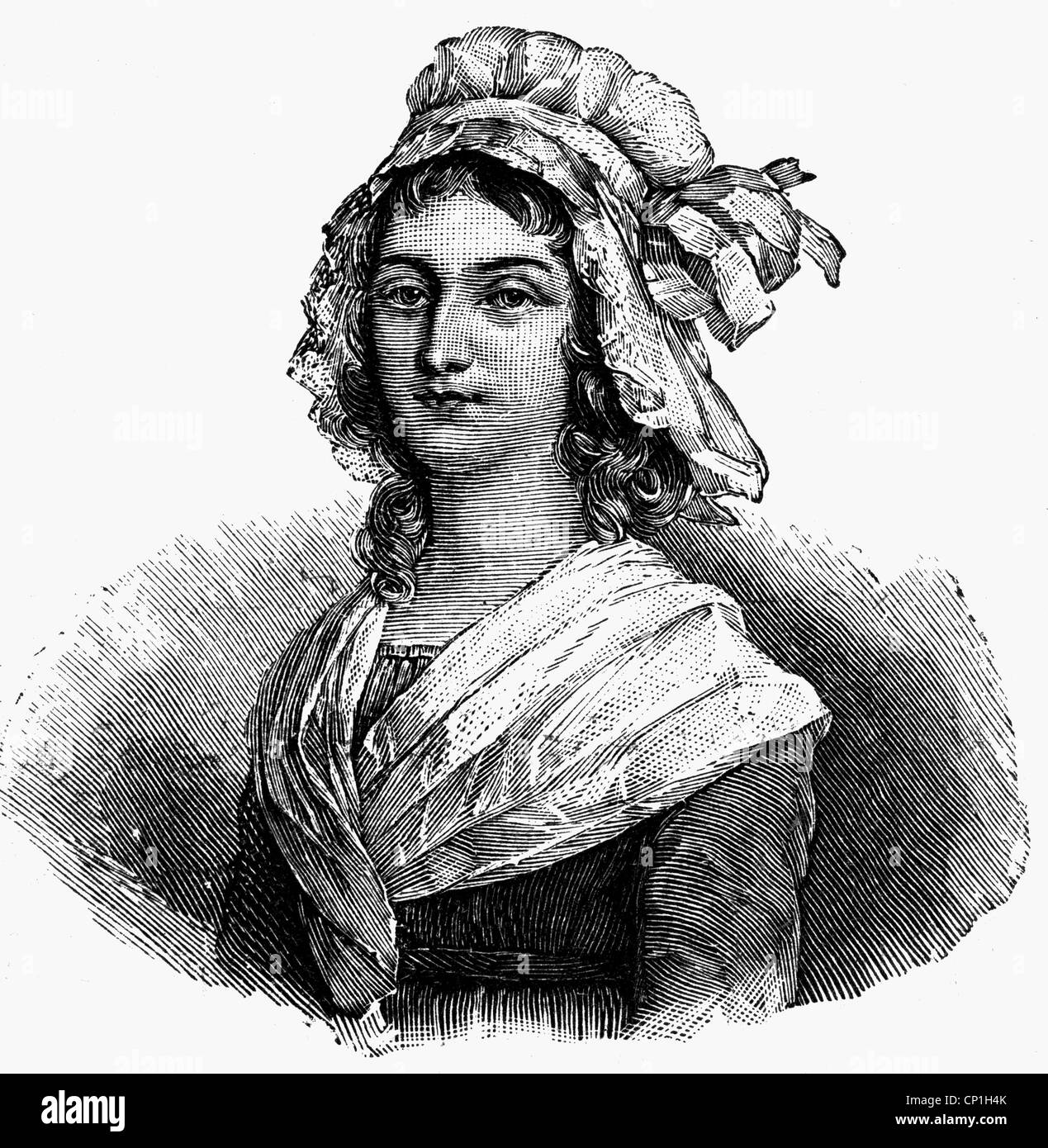 Corday d' Armant, Marie Alice Charlotte, 27.7.1768 - 17.7.1793, nobildonna francese, ritratto, incisione in legno, 19th secolo, , Foto Stock