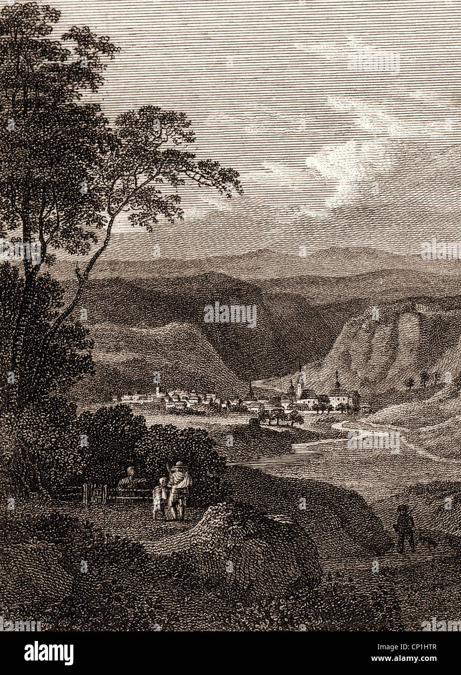 Geografia / viaggi, Germania, Waldheim, Sassonia, visualizzare incisione su rame di Johann Adolph Darnstedt dopo Adrian Zingg, circa 1790, artista del diritto d'autore non deve essere cancellata Foto Stock