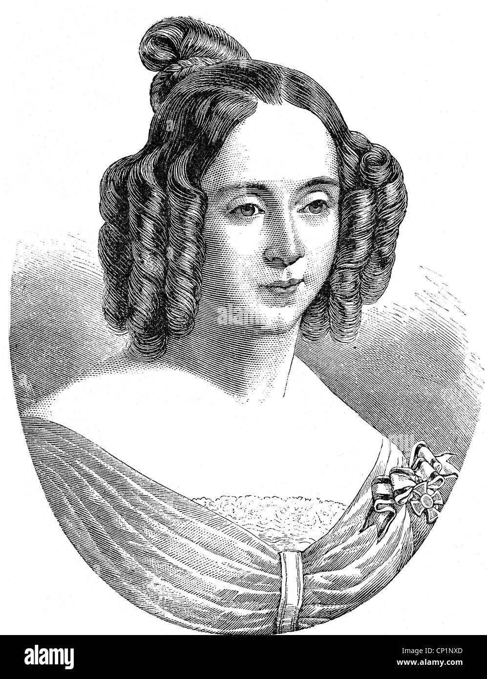 Augusta Marie, 30.9.1811 - 7.1.1890, Empress tedesco 18.1.1871 - 9.3.1888, ritratto, incisione in legno, circa 1835, Foto Stock