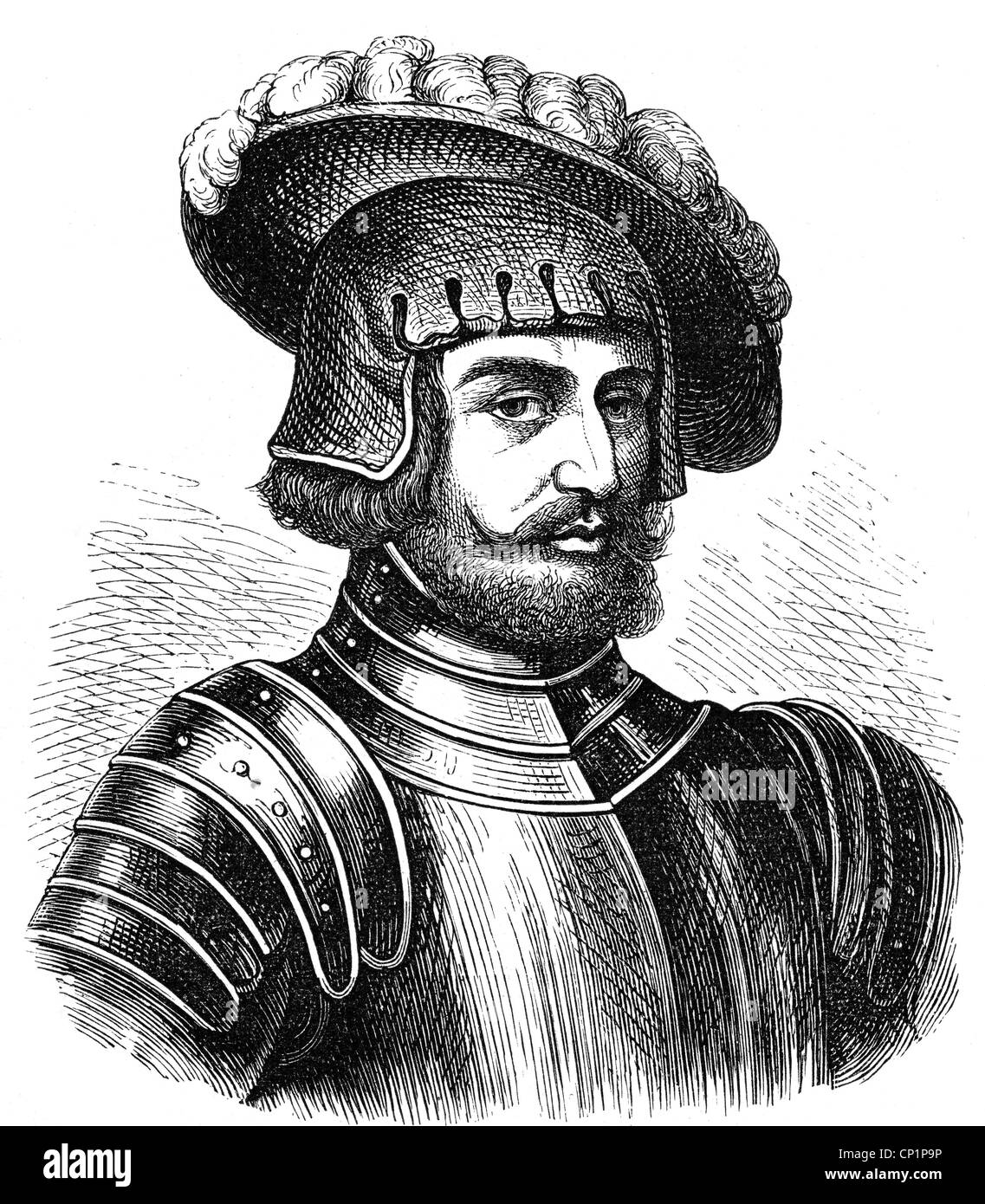 Albrecht III Achilles, 9.11.1414 - 11.3.1486, Elettore di Brandeburgo 20.12.1470 - 11.3.1486, ritratto, incisione in legno, 19th secolo, Foto Stock