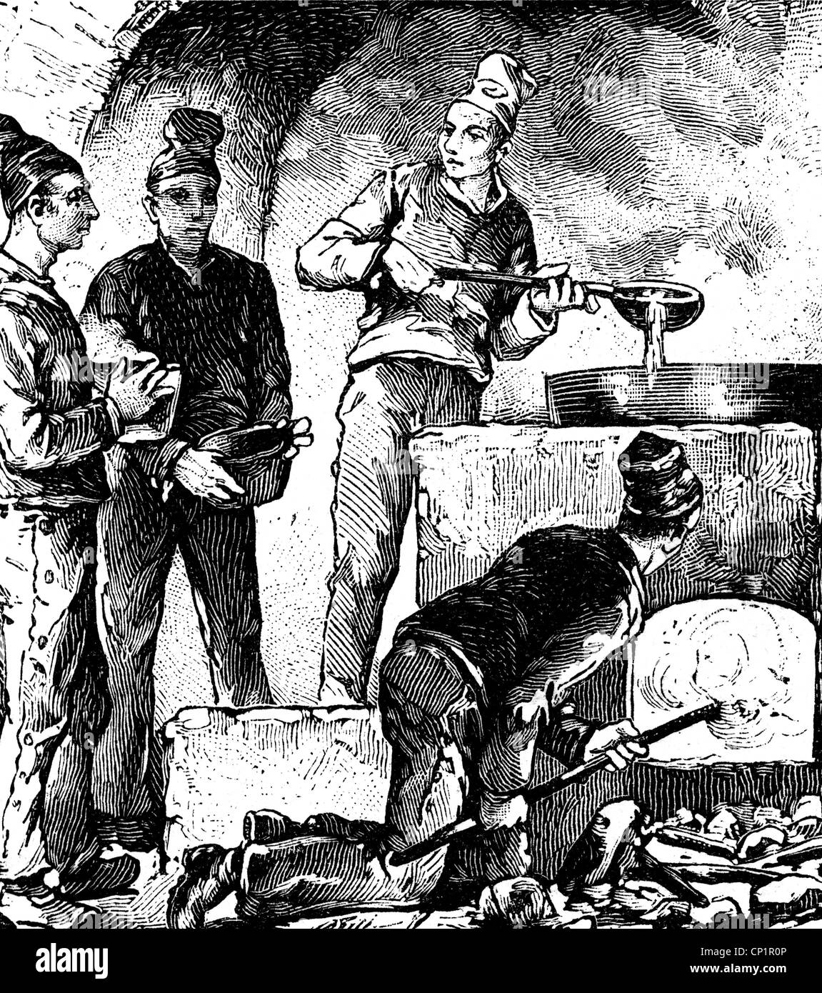 giustizia, sistema penitenziario, prigione, bagno ad Arcona, Italia, cucina, incisione in legno, 1887, diritti-aggiuntivi-non-disponibili Foto Stock