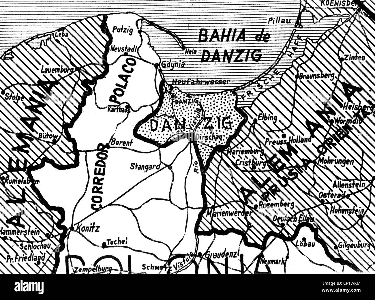 Cartografia, mappe politiche, Corridoio Polacco, 1920 - 1939, diritti aggiuntivi-clearences-non disponibile Foto Stock
