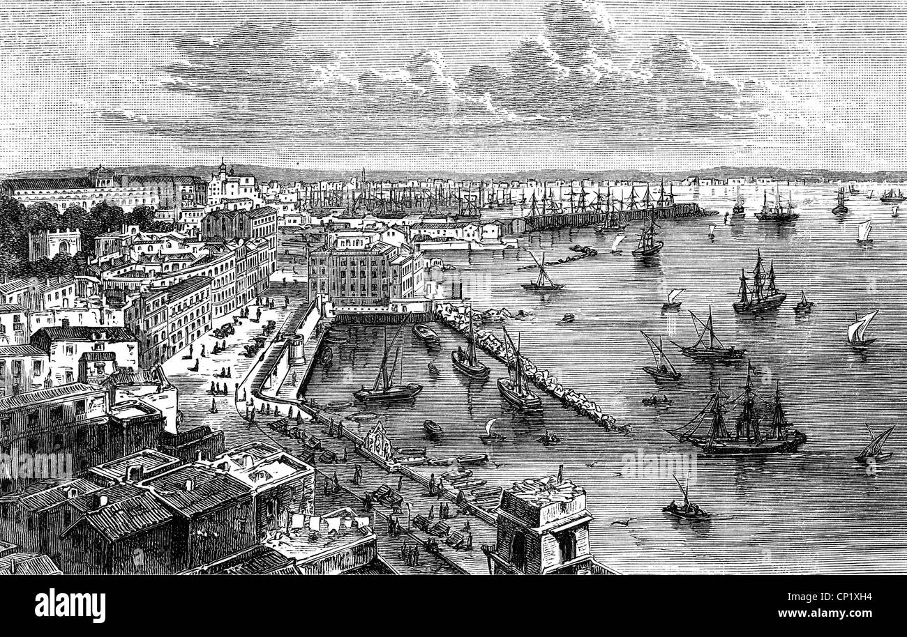 Geografia/viaggio, Italia, Napoli, porto, incisione in legno, 1893, diritti-aggiuntivi-non-disponibili Foto Stock