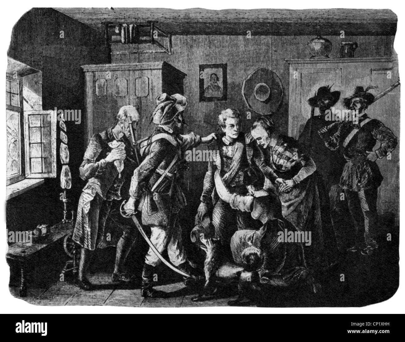 Militare, reclutamento, incisione del legno, da 'Leipziger Illucrirte Zeitung', metà del XIX secolo, diritti-aggiuntivi-clearences-non disponibile Foto Stock