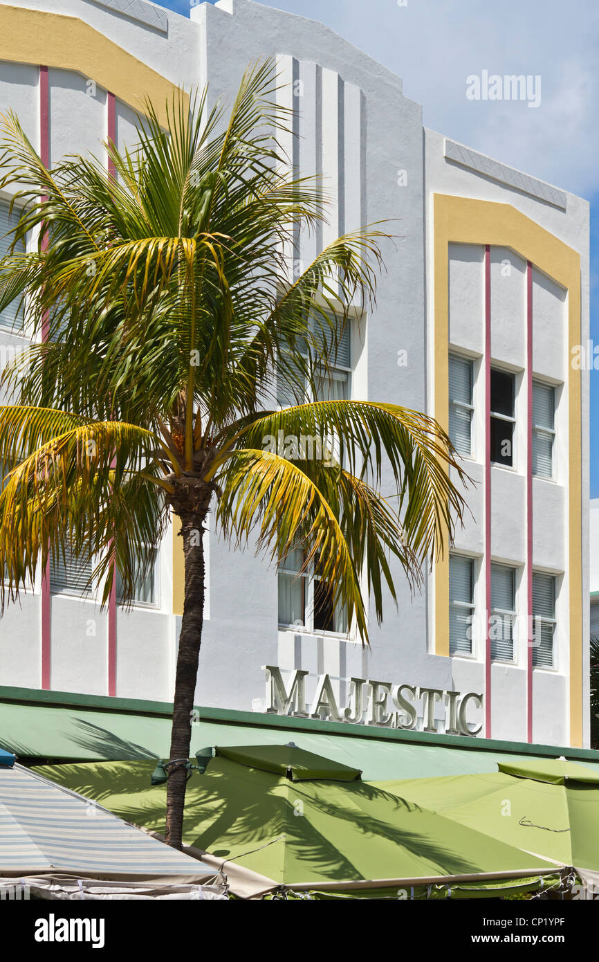 Architettura Art Deco lungo Ocean Drive a Miami Beach, Florida, Stati Uniti d'America. Foto Stock