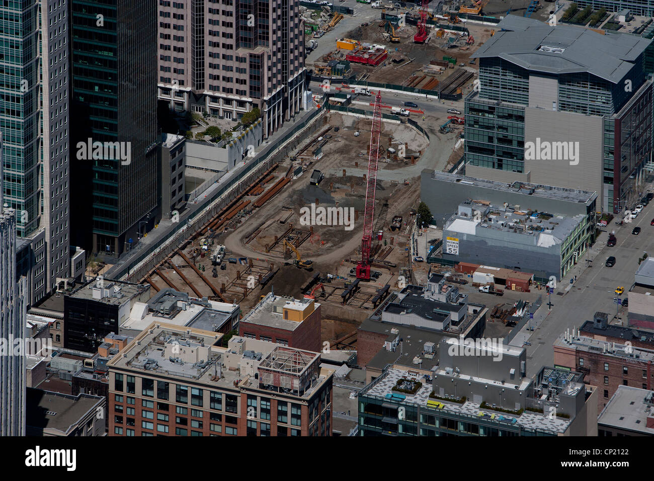 Fotografia aerea costruzione TransBay San Francisco, California Foto Stock