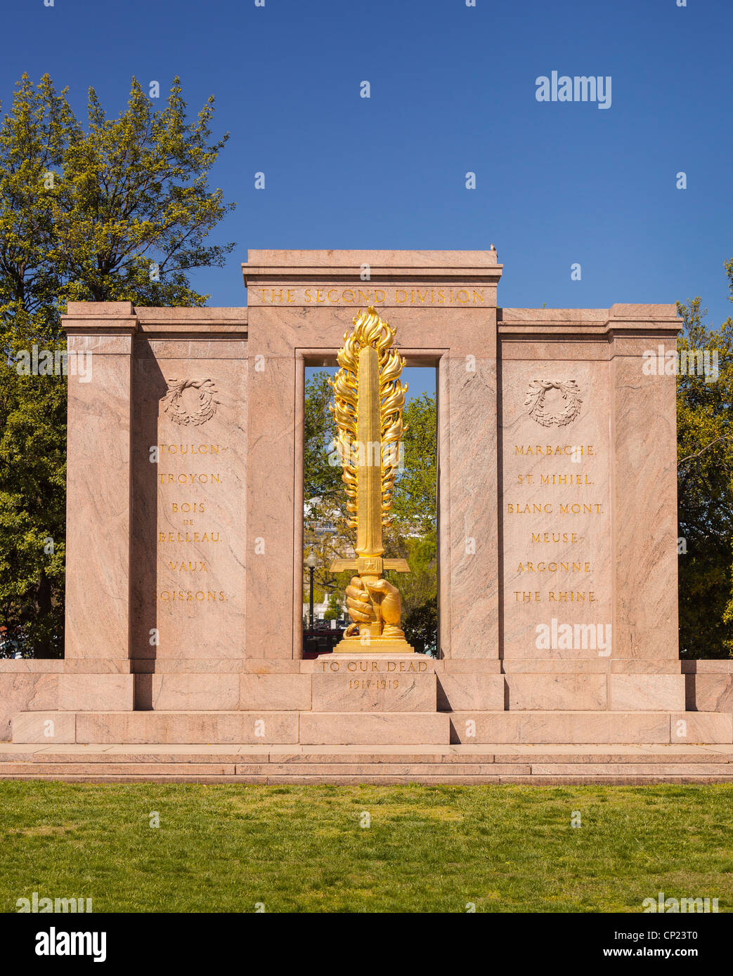 WASHINGTON, DC, Stati Uniti d'America - La seconda divisione della I Guerra Mondiale Memorial. Foto Stock