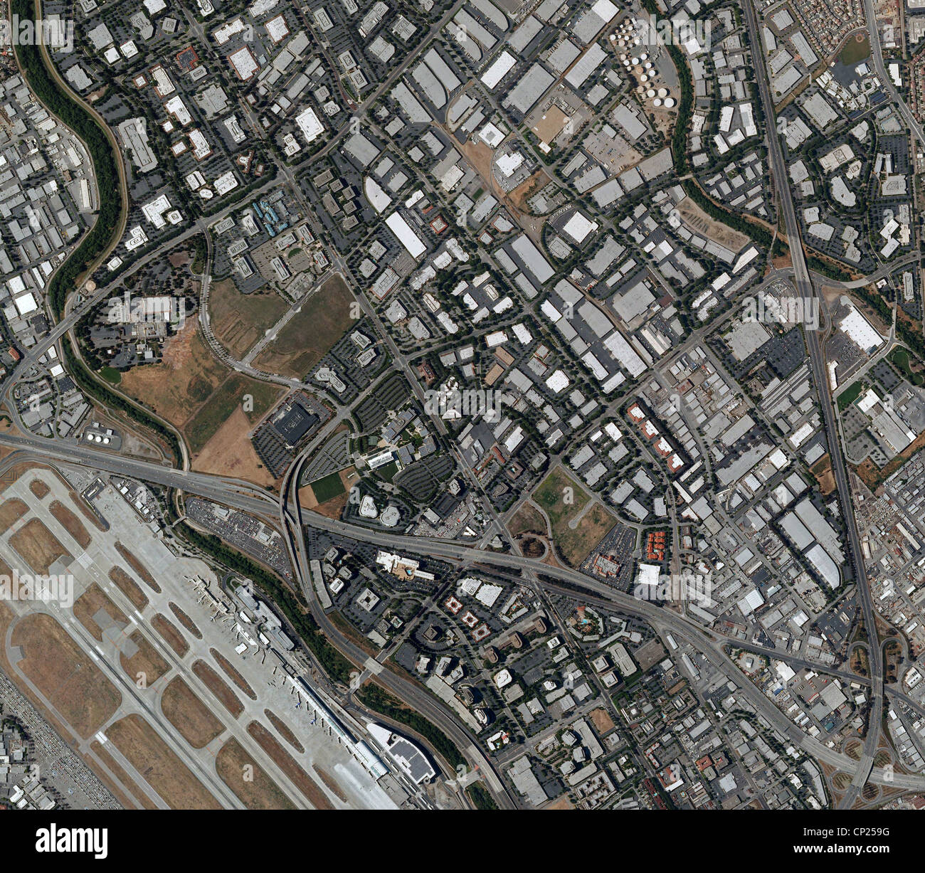 Mappa foto aeree del nord di San Jose, California Foto Stock