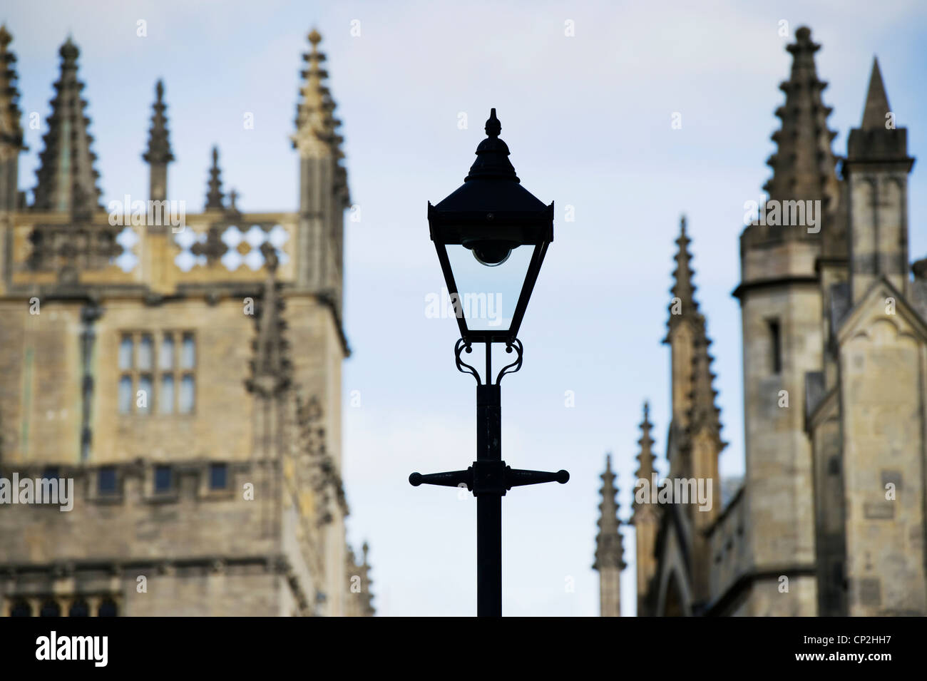 Oxford lampada posta nella parte anteriore della Libreria di Bodleian, Oxford, Inghilterra Foto Stock