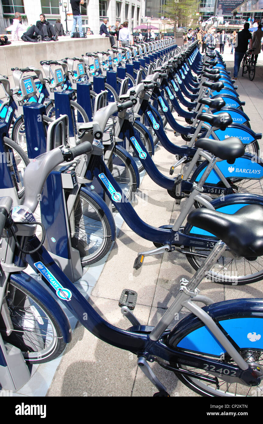 Noleggio biciclette di Barclay, Canary Wharf, London Borough of Tower Hamlets, Greater London, England, Regno Unito Foto Stock