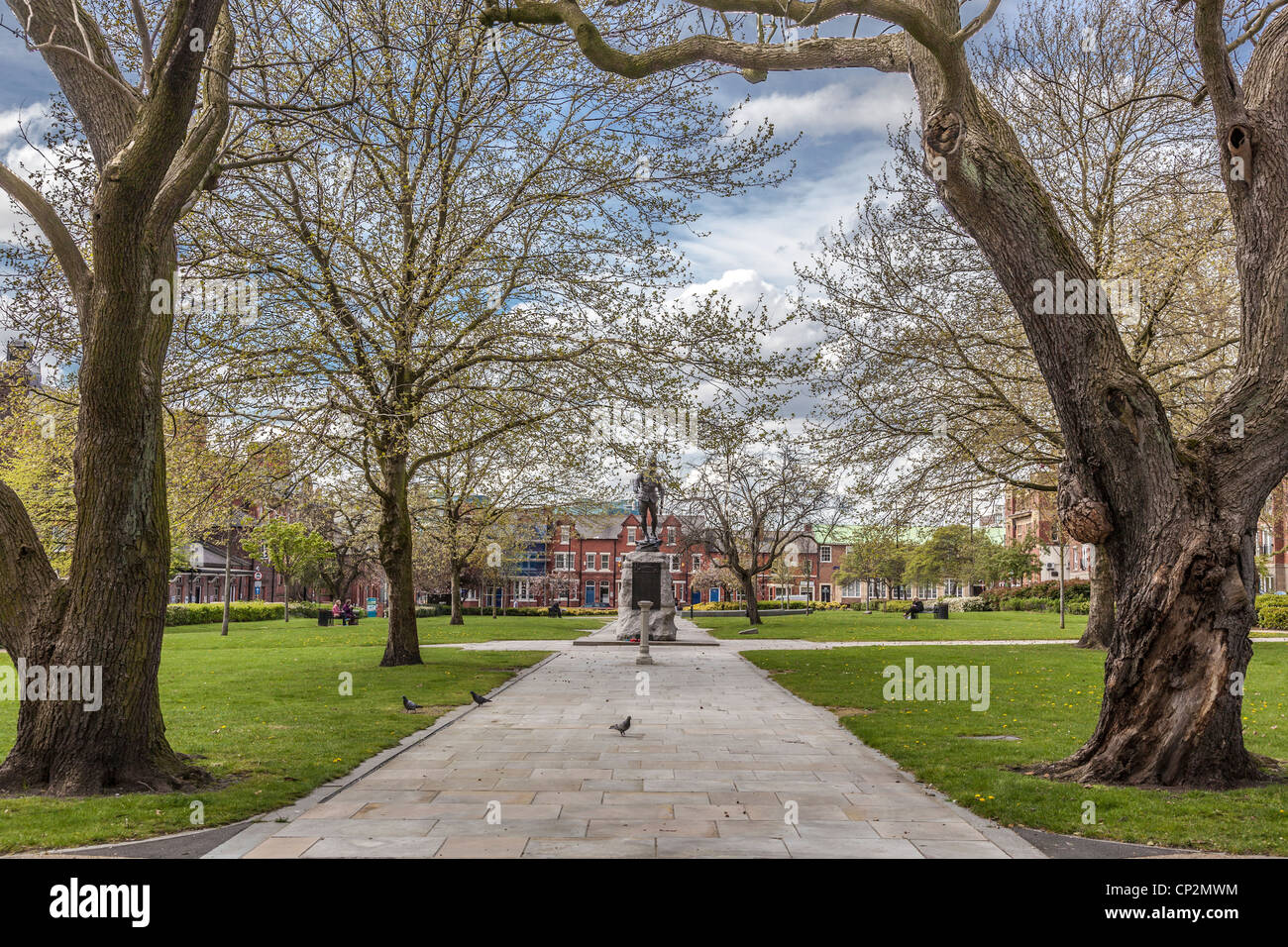 Queens Park nel centro di Warrington Palmyra Square. Foto Stock