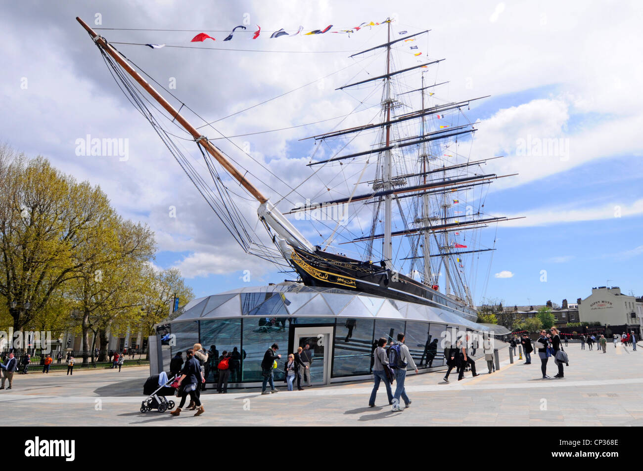 Storia di Cutty Sark Clipper ora museo nave in mostra Come attrazione turistica a bordo dopo il restauro storico città marittima Greenwich Londra, Regno Unito Foto Stock