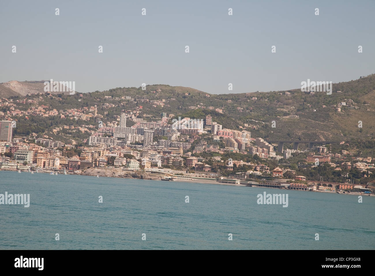 Genova nevi sulla Riviera italiana nella regione Liguria . Foto Stock