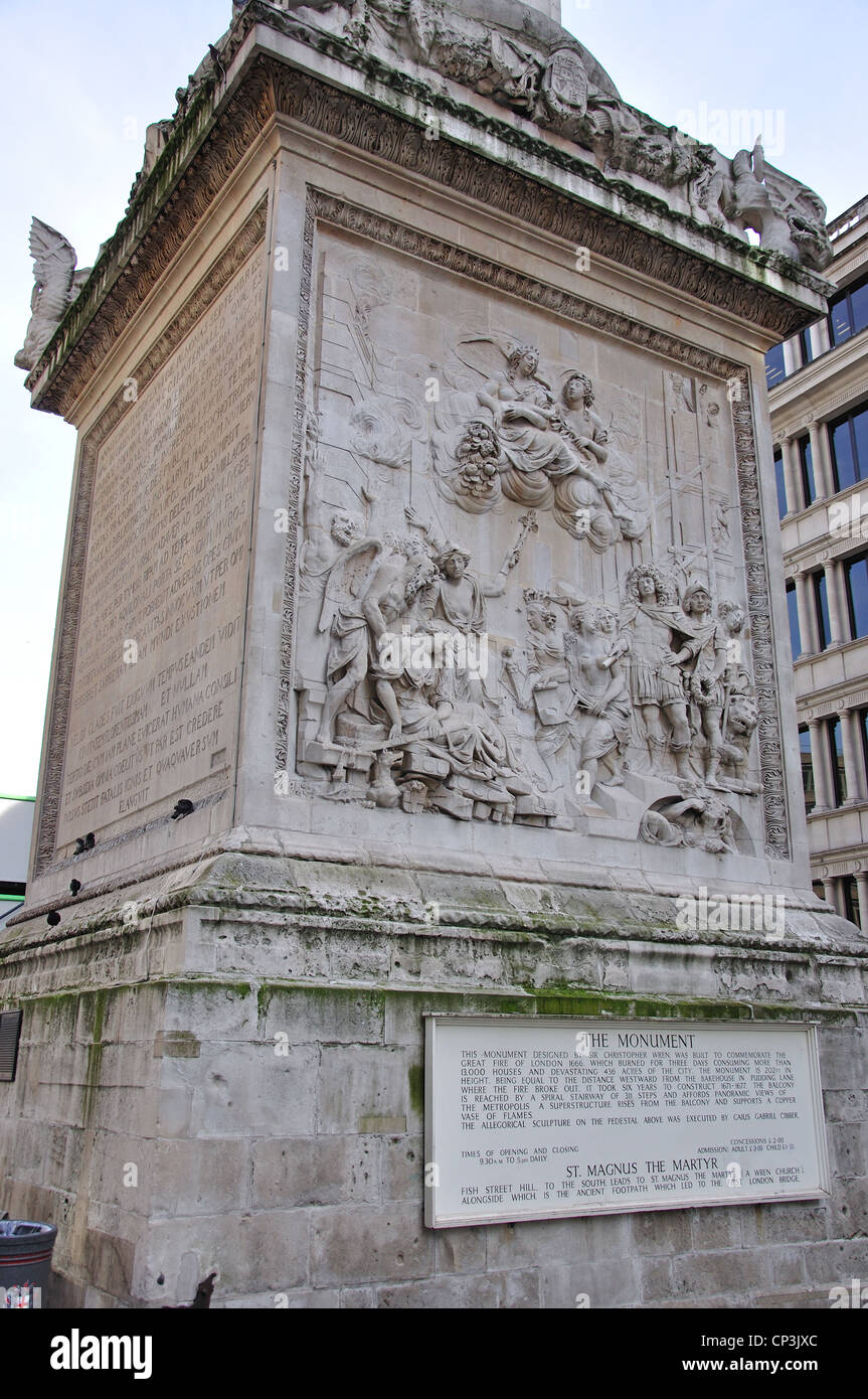Il monumento al Grande Incendio di Londra City of London, London, Greater London, England, Regno Unito Foto Stock